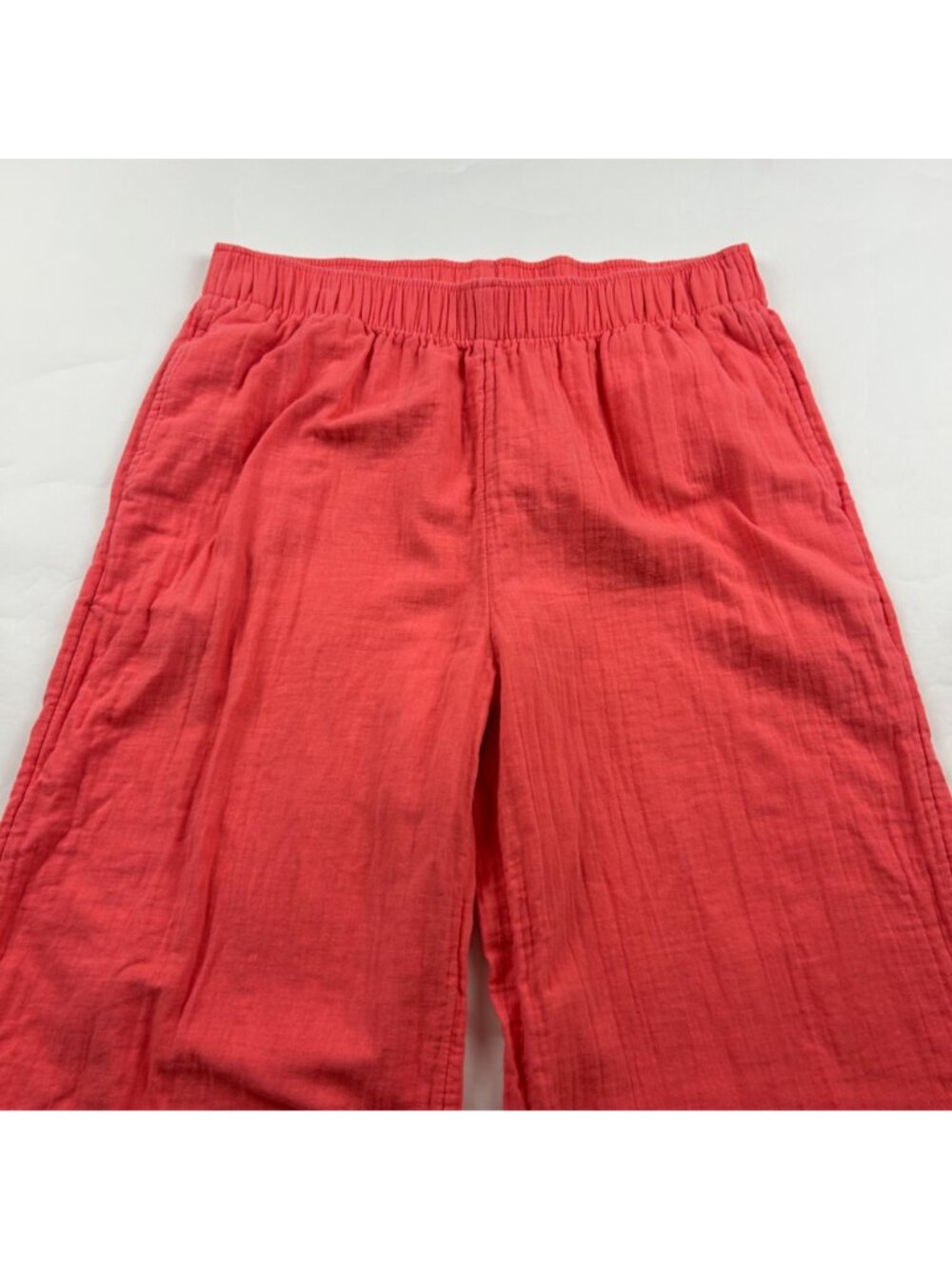 TALL Old Navy Bright Coral Crinkle Cotton Wide Leg Lounge Pant LT - Picture 2 of 8